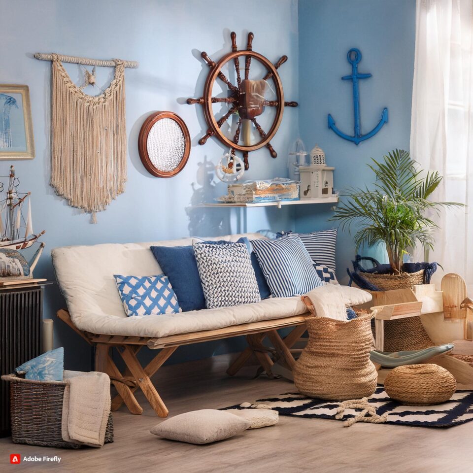 una stanza arredata in stile marinaro